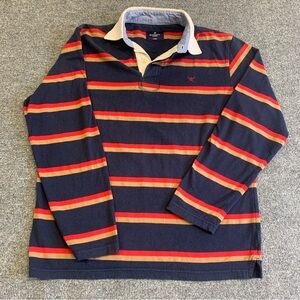 Classic Long Sleeve Rugby Stripe Polo - Navy, Red, Yellow